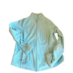 Lilly Pulitzer Womens Light mint Blue Full-Zip Fleece Jacket M With Palm Tree Lo